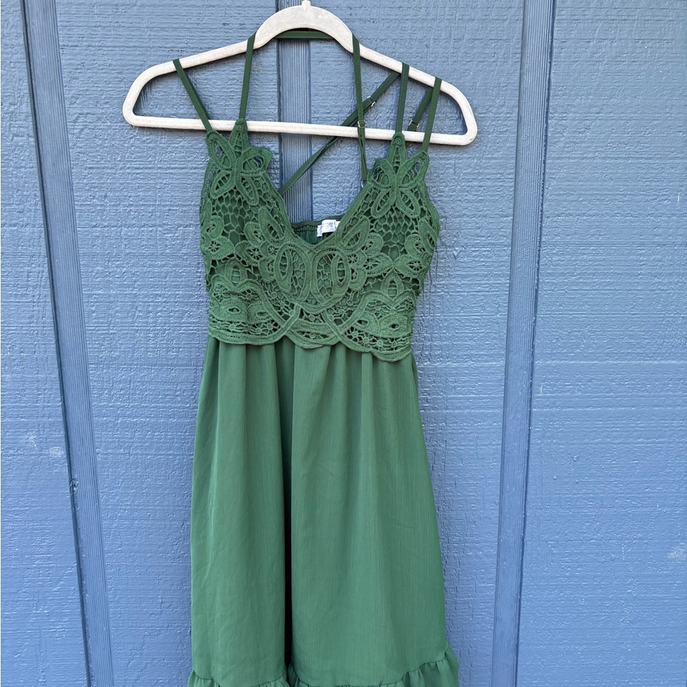 Green Lace Strappy Dress